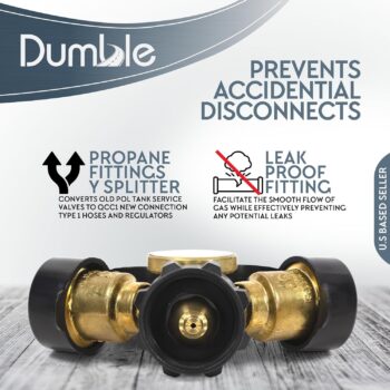 Propane Tank Adapters LP Gas Line Splitter 2 Way Hose Tee Y Propane Splitter with Gauge - 2 QCC1 Thead and 1 POL - Image 4