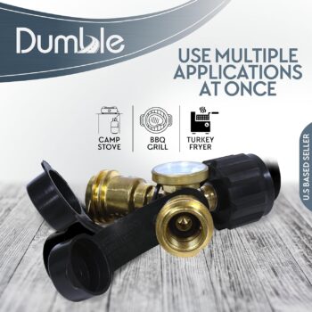 Propane Tank Adapters LP Gas Line Splitter 2 Way Hose Tee Y Propane Splitter with Gauge - 2 QCC1 Thead and 1 POL - Image 5