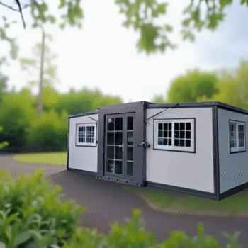 Space. Prefab Tiny Home: Portable, Modular House Featuring a Bathroom and Kitchen 290 sqft
