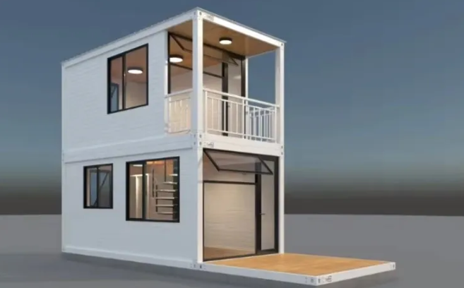 White Modern 2 Storey Container Home 1 Bedroom 1 Bathroom With Balcony