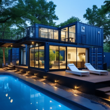 Blue Modern House with Pool & Deck