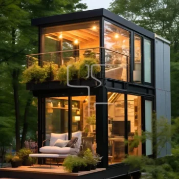 Modern Forest House with Balcony