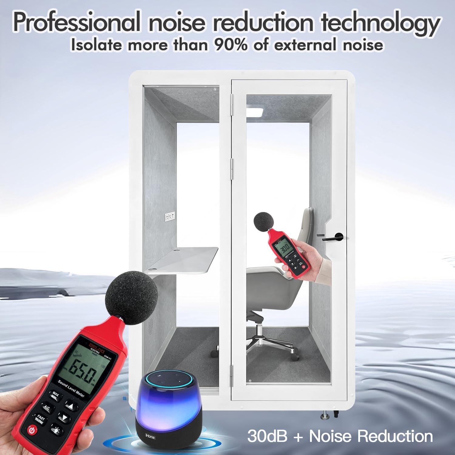 Soundproof Office Pod Booth, Quiet Meeting Pod with Acoustic Panels, Portable Modular Pod, Privacy Booth for Private Phone Calling, One to Two Person... - Image 7