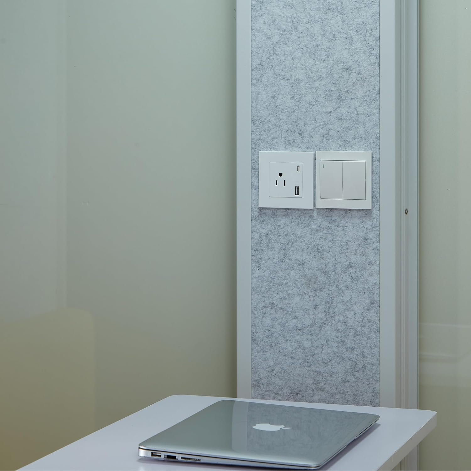 GEARONIC Mobile Office Pod Booth, Standard Sound Proof Office Pod for 2 People, Sound Pod Booth with Mobile Roller, LED Lighting System,Fans and AC USB Ports - Image 6