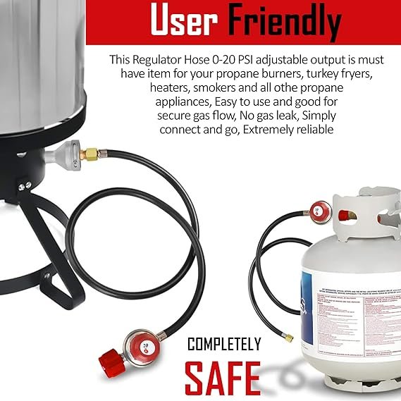 GasOne 2109-RED 4 ft High Pressure 0-20 PSI Adjustable Regulator with Red QCC-1 Type Hose-Works with Newer U.S. Propane Tanks - Image 5