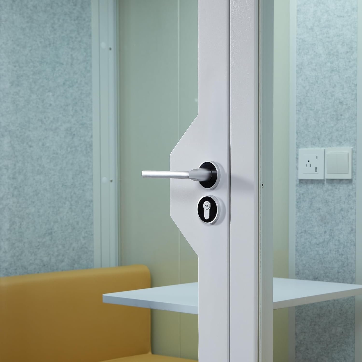 GEARONIC Mobile Office Pod Booth, Standard Sound Proof Office Pod for 2 People, Sound Pod Booth with Mobile Roller, LED Lighting System,Fans and AC USB Ports - Image 3